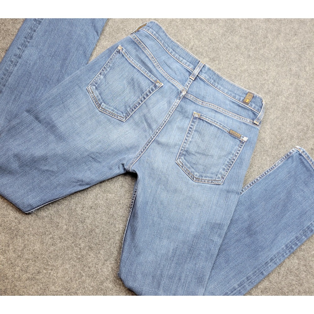 7 For All Mankind Jeans Womens 30 Blue Denim Whiskered 5 Pocket The Straight Leg